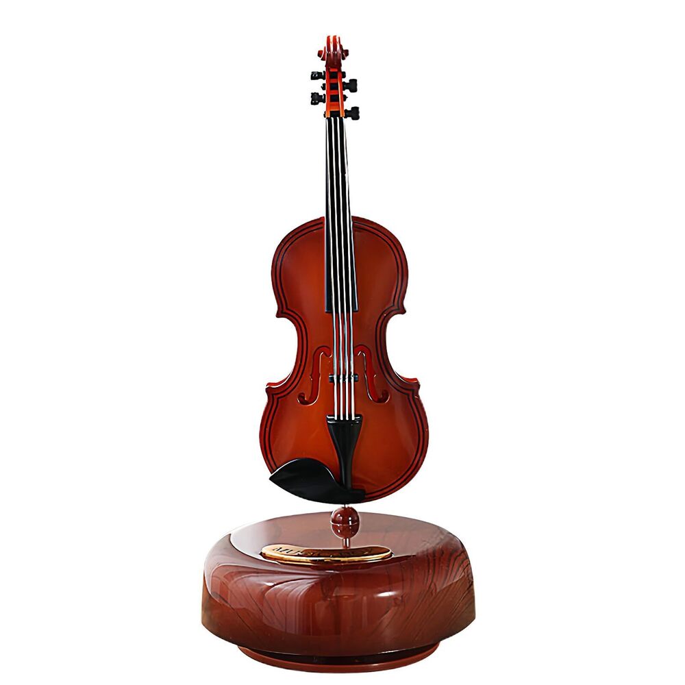 4512 Violin Music Box Creative Music Box Violin with Rotating Music Base